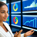A confident Brazilian businesswoman, fully clothed in a modest, professional business suit, engaged in a simulated international trade video conference. She is speaking clearly and persuasively, using a natural hand gesture, seated at a modern, polished desk in a well-lit, contemporary office setting. The background shows blurred digital screens with abstract representations of global connections. Perfect anatomy, correct proportions, natural body proportions, well-formed hands, proper finger count, safe for work, appropriate content, professional, family-friendly.
