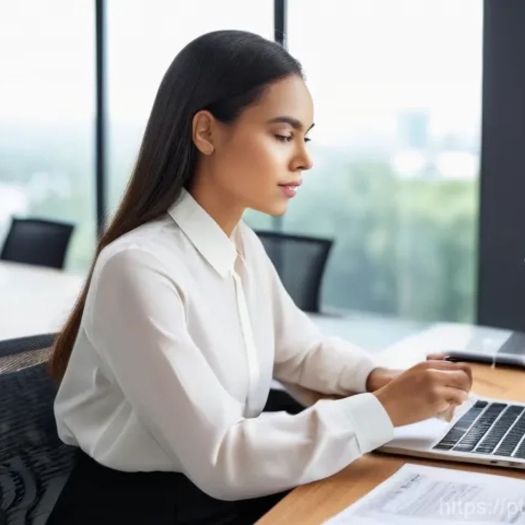 무역영어 실기시험 준비에서 흔히 하는 실수 - A young, diverse professional, dressed in smart business casual attire (blouse and tailored trousers...