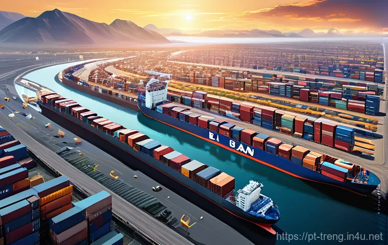 무역영어 필기시험 성공을 위한 연습 문제 - **Prompt: Global Supply Chain Management**
    An intricate, futuristic visual representation of a g...