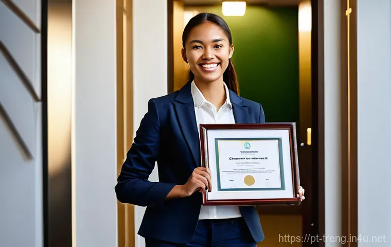 무역영어 자격증의 취업 기회 창출 사례 - **Prompt:** A diverse group of impeccably dressed business professionals, male and female, from vari...