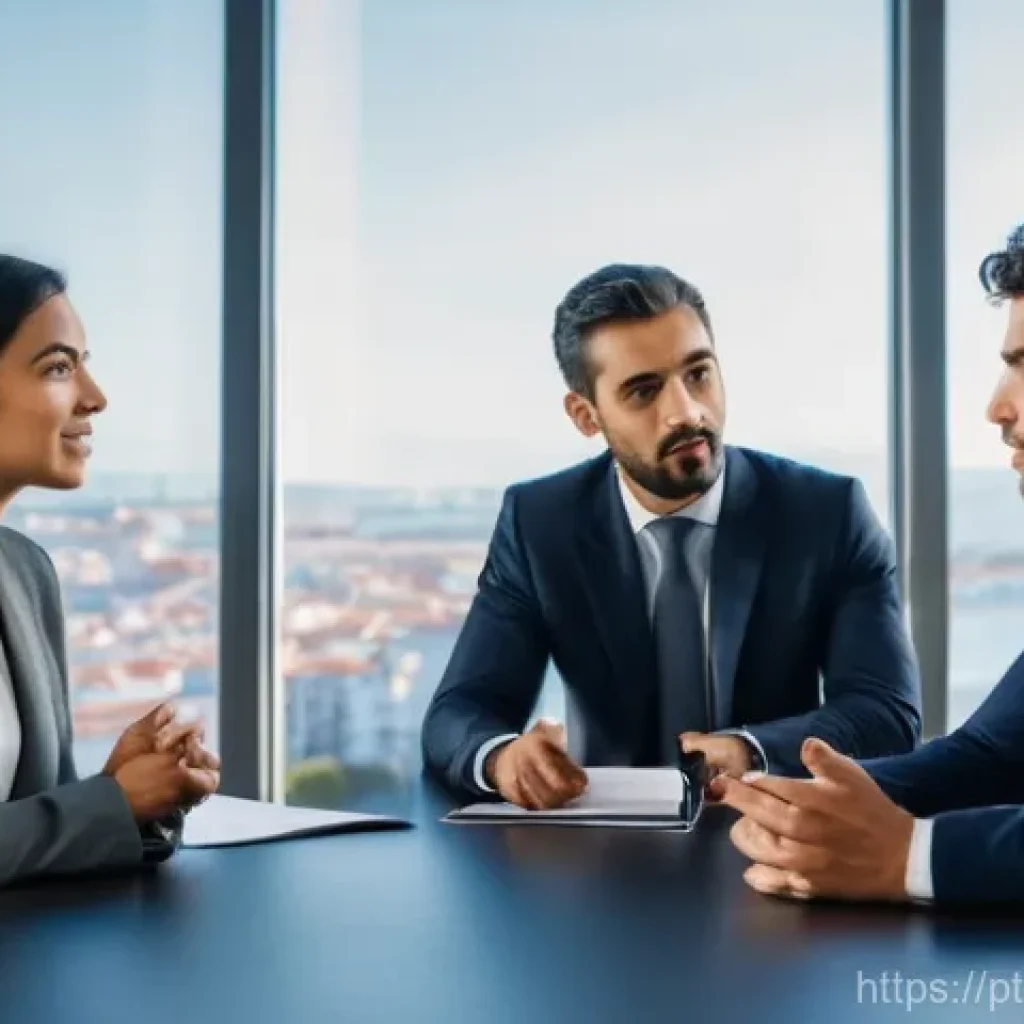 무역영어 자격증으로 향상된 직무 효율성 - **Prompt:** A confident, diverse group of business professionals (2-3 men and 2-3 women, aged 25-50)...