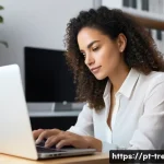 무역영어 시험 대비에서 발생한 주요 도전과 해결책 - **Prompt:** A young, focused Brazilian woman in her late 20s or early 30s, sitting comfortably at a ...