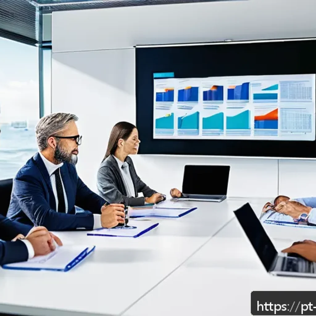 무역영어 시험 대비와 실전 문제풀이 - A modern office scene showing a diverse group of international business professionals engaged in a v...