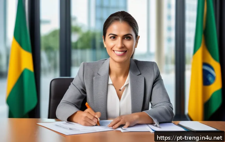 무역영어 실기 과제 샘플 - A professional Brazilian businesswoman confidently leading an international trade negotiation in a m...