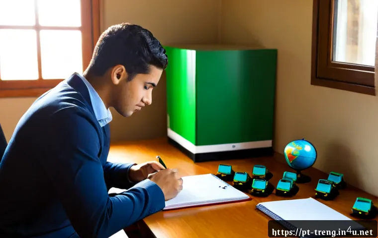 Home 30 무역영어 학습에서 동기 유발 방법 활용 - Photorealistic Brazilian young professional studying international trade English at a clean home off...